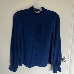 Sezane blue silk blouse